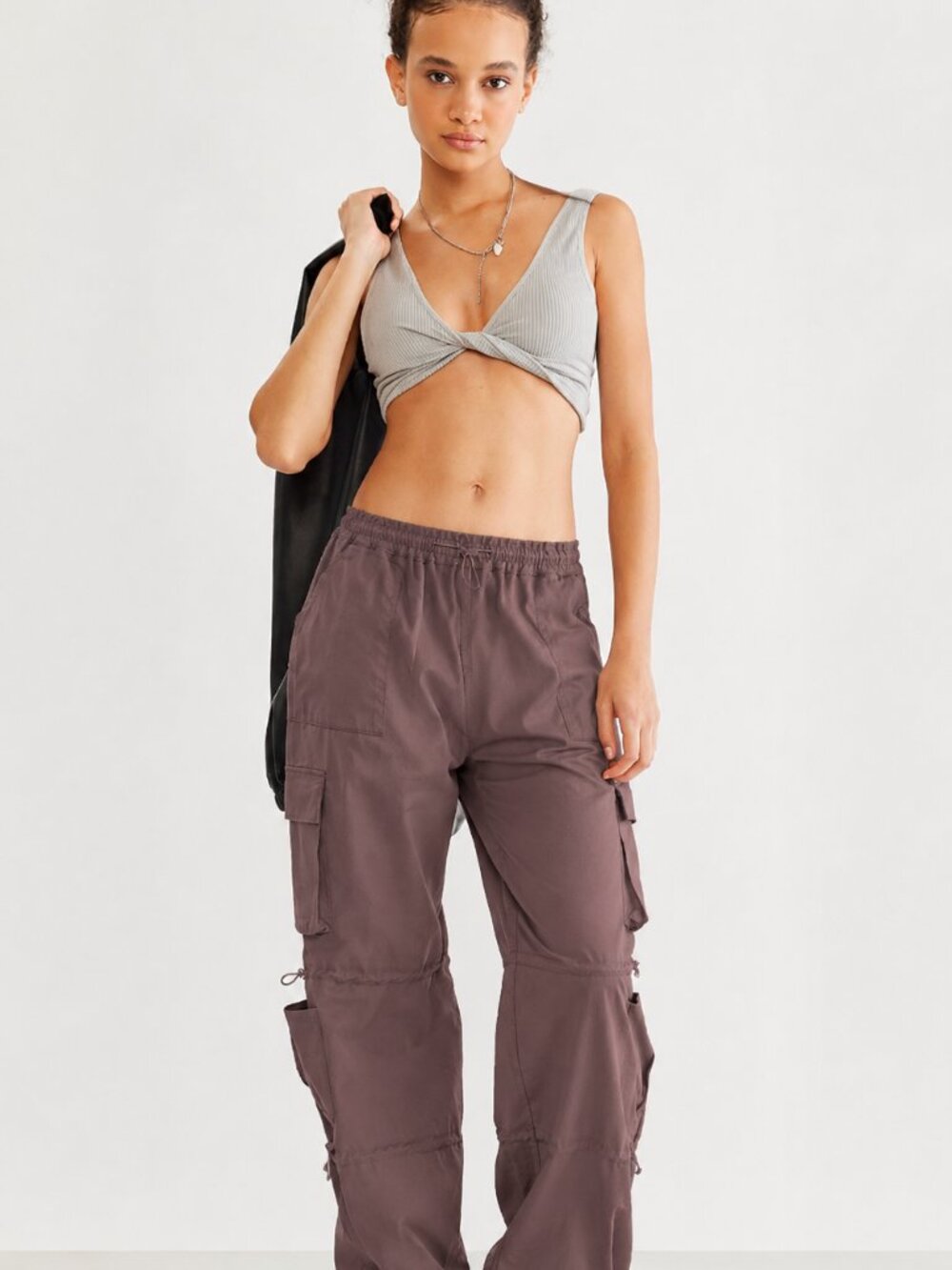 Aeropostale Mauve Parachute Cargo Jogger Pants | Drawstring Hem | Size S